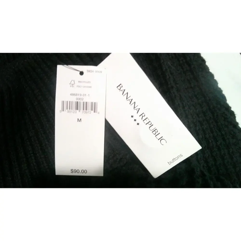 Banana Republic Men's Medium Mock Neck Thick Heavy Knitted Sweater New Black